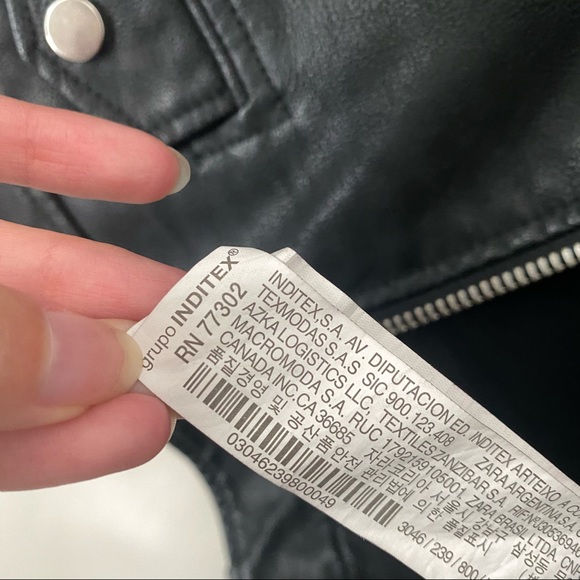 Zara Black Faux Fur Leather Aviator Cropped Jacket Size Large - Picture 10 of 11